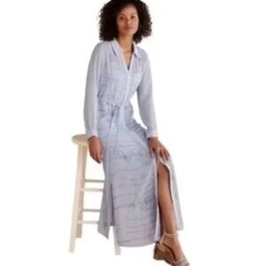 Soft Surroundings Mallorca Blue Mist Long Sleeve Maxi Dress 1X